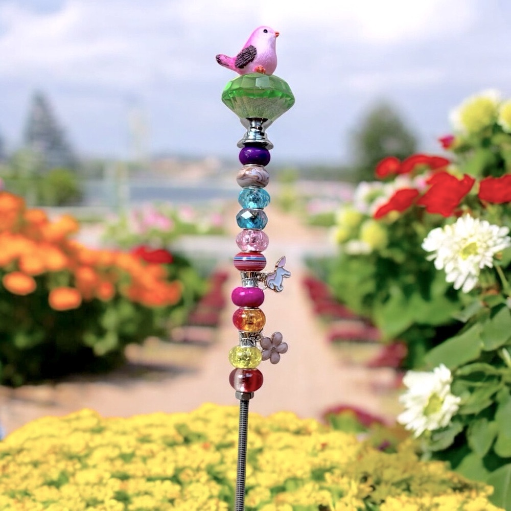 Colorful Bird Fairy Garden Stake